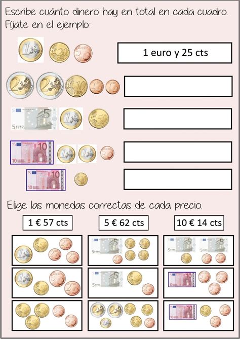 Fichas De Monedas Y Billetes De Euro Para Imprimir